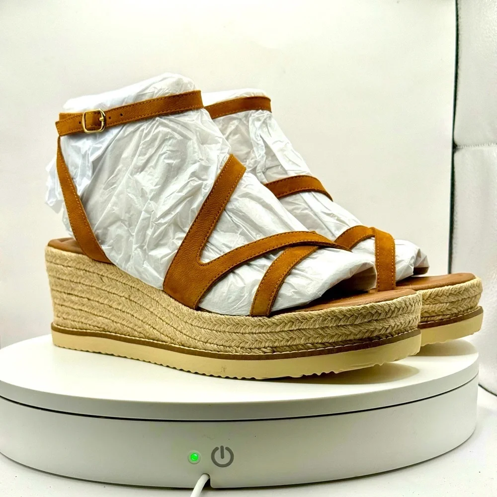 Lucky Brand LK-Carolie Platform Espadrille Sandals Brown Nubuck Size‎ 11